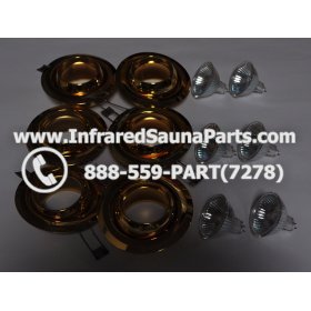 COMPLETE LIGHT ASSEMBLY 110V / 120V - COMPLETE LIGHT ASSEMBLY 6 HOUSING IN GOLD FINISH WITH 6 BULBS 110V / 120V 4