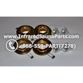 COMPLETE LIGHT ASSEMBLY 220V / 240V - COMPLETE LIGHT ASSEMBLY 4 HOUSING IN GOLD FINISH WITH 4 BULBS 220V / 240V 4